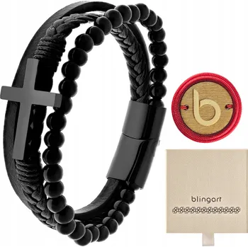 Náramek Pánský náramek korálky barvy KŘÍŽKU