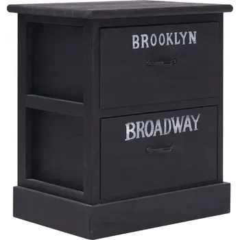 Noční stolek Noční stolek, černý, 38 x 28 x 45 cm, dřevo