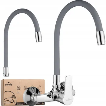 Vodovodní baterie Kuchyňská nástěnná baterie Invena Verso, stříbrná, šedá