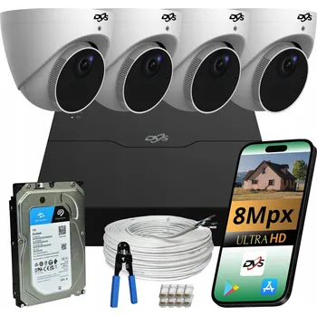 IP kamera Sada kamerového systému 4 venkovní IP POE kamery kopulovité 4K 8Mpx 1TB