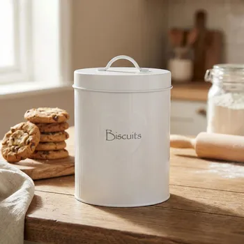 Dóza na potraviny Kovová dóza na sušenky ALTOM DESIGN BISCUITS 17 cm bílá