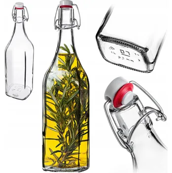 SKLENĚNÁ LÁHEV 1L NA OLEJ, OCET, NÁPOJE, VODU S MECHANICKÝM UZÁVĚREM