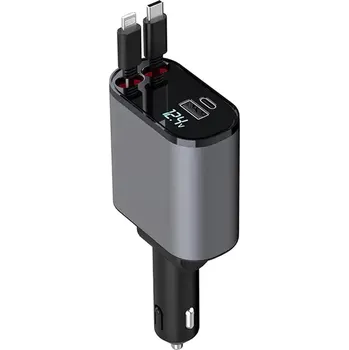 Rychlonabíječka do auta 4 v 1 s výsuvnými kabely a výkonem 65 W