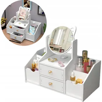 Šperkovnice Toaletka Organizér s mnoha přihrádkami a zrcátkem Malá ŠPERKOVNICE Kočička