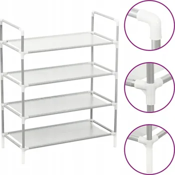 Botník Stojan na boty - 60x29x71 cm, stříbrný