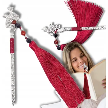 Obraz Starožitná záložka do knihy meč květiny přívěsek se střapcem školní