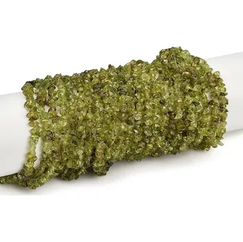 Olivín zlomky, kvalita A, 3-5 mm, šňůra 38 cm (Peridot)