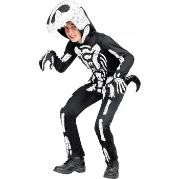 Karnevalový kostým Kostým Dinosaura Dětský kostým Kostlivec T-Rex S Kapucí 152