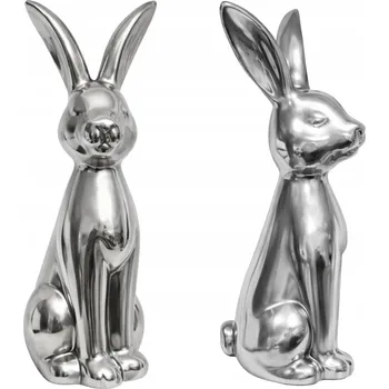 Obraz Velikonoční zajíc králík figurka velká 25 cm dekorativní na Velikonoce stříbrný