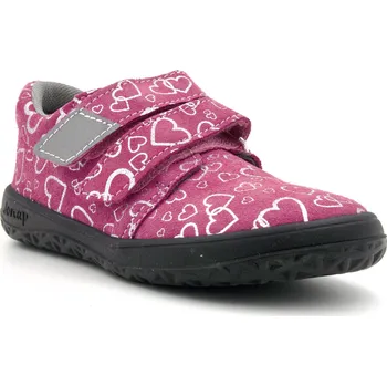 Dívčí tenisky Jonap barefoot kožené tenisky B1 SLIM růžové srdce Velikost: 21