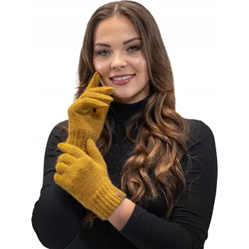 Rukavice Dámské pletené rukavice teplé zimní tmavě žluté Vivisence 7014R