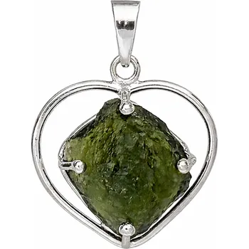 Přívěsek Stříbrný přívěsek s vltavínem srdce 37 0390