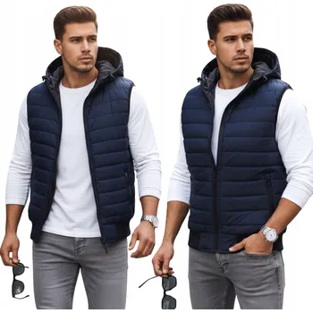 Pánská bunda PROŠÍVANÁ PÁNSKÁ VESTA BUNDA BEZ RUKÁVŮ S KAPUCÍ TX4236 - L