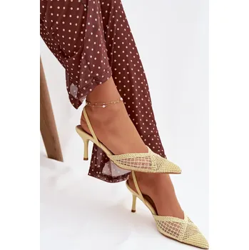 Dámské sandále Boto Sandály z pleteniny na jehlovém podpatku Hanelis Barva: Zlatá, Velikost: 38