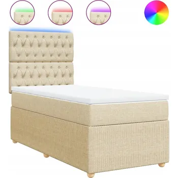 Postel Kontinentální postel krémová s LED osvětlením 200 x 80 x 140,5 cm