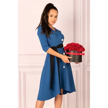 Dámské šaty Šaty s knoflíky a páskem Miramen Barva: Modrá, Velikost: S