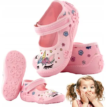 Dívčí bačkory VIGGAMI PAPUČE DĚTSKÉ BAČKORY MEDVÍDEK JEDNOROŽEC vel. 24 KOŽENÁ STÉLKA, PRODYŠNÁ PODRÁŽKA