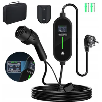 Nabíjecí stanice pro elektromobil Mobilní nabíječka EV Typ 2, 3.5 kW LCD 16A 1-fázová, 5m kabel s brašnou