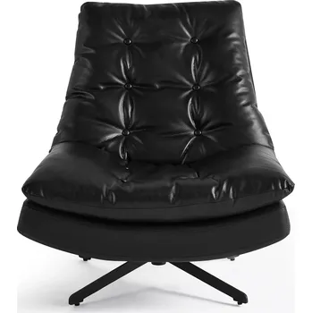 Křeslo Otočné Relaxační Křeslo Černá Eko Kůže Moderní Ocelové Nohy