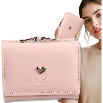 Peněženka Elegantní Dámská Peněženka s Srdíčkem, ekologická umělá kůže, 11x8.5x3.5 cm