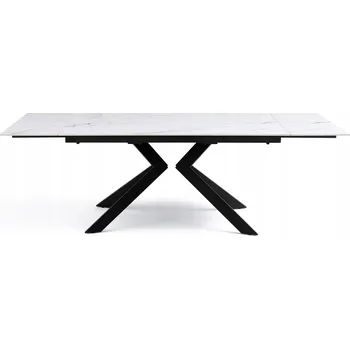 Jídelní stůl Keramický Jídelní Stůl 160–240x90 Rozkládací Styl Mramor Bílý