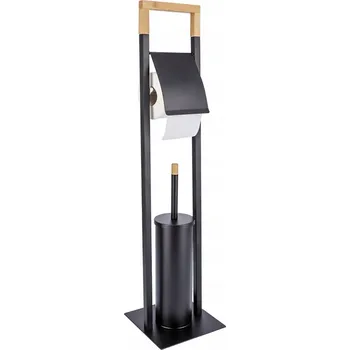 Kovový stojan na toaletní papír 2v1 s volně stojící WC štětkou