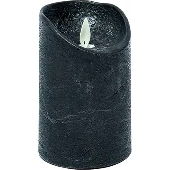 Svíčka LED svíčka z vosku s pohyblivým plamenem - Černá 15 cm