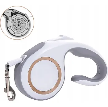 Vodítko pro psa VODÍTKO 5M NAVÍJECÍ VODÍTKO PRO PSY S REFLEXNÍ PÁSKOU BÍLÉ