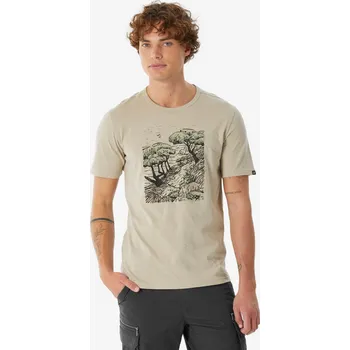 Pánské tričko QUECHUA Pánské turistické tričko s krátkým rukávem NH 100 XL BÉŽOVÁ