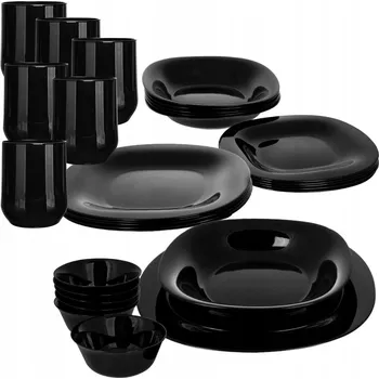 Talíř Jídelní a kávová souprava Luminarc Carine 30 dílů černá pro 6 osob