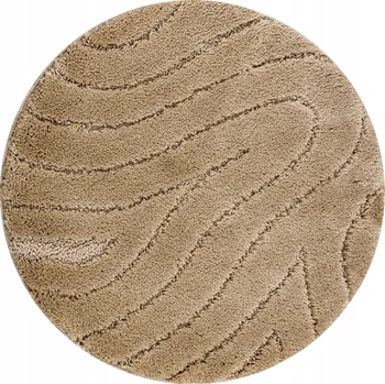 Koupelnová předložka KOUPELNOVÁ PŘEDLOŽKA kulatá 67 cm VLNY béžová PROTISKLUZOVÁ MĚKKÁ #KPL338