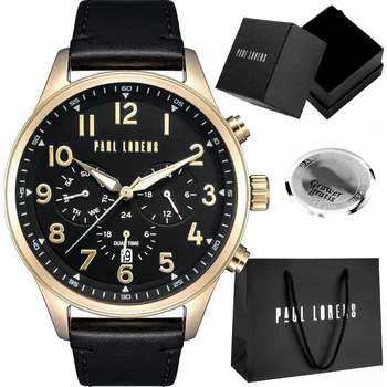 Hodinky Kožené pánské hodinky Paul Lorens BAYAS s datumovkou – denní čas