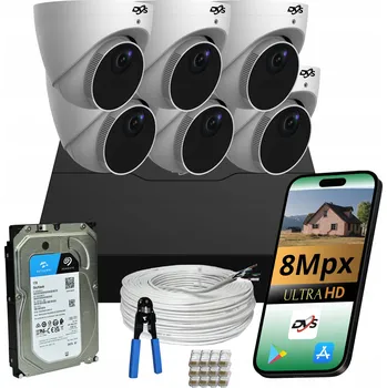 IP kamera SADA MONITOROVACÍCH KAMER: 6 EXTERNÍCH IP POE DOME KAMER 4K 8MP S 1TB HDD