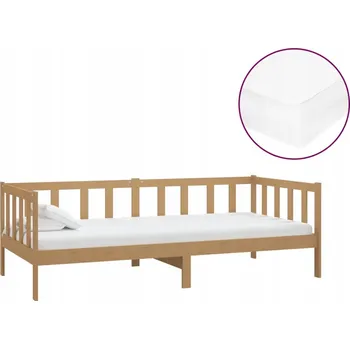 Postel Denní lenoška medově hnědá 203 x 98 x 66 cm s bílou matrací 90 x 200 cm