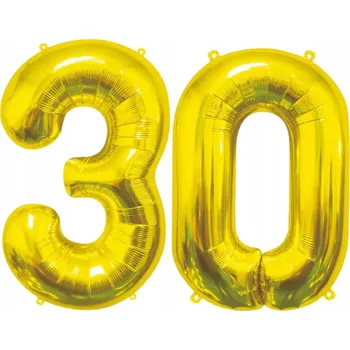 Balónek Fóliový Balónek k Narozeninám Výročí Dekorace Číslo 30 Zlatý 85 cm na Helium