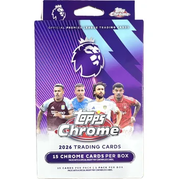 Sběratelská karetní hra 2026 Topps Chrome Premier League EPL Soccer Hanger Box