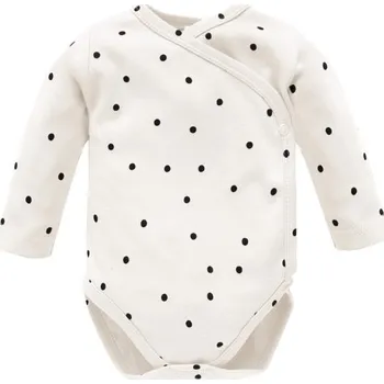 Kojenecký body PINOKIO Body zavinovací dlouhý rukáv Tres Bien puntíky KRÉMOVÁ - 56