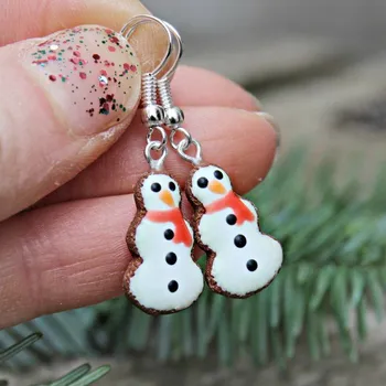 Náušnice CircusMind Visací náušnice perníkoví sněhuláci S3045