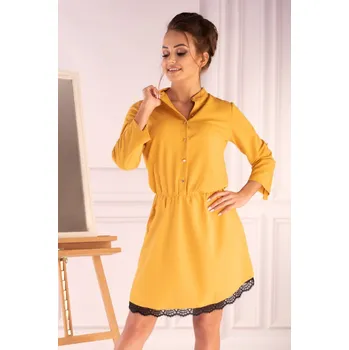 Dámské šaty Šaty s límečkem šaty Jentyna 85605 Barva: Žlutá, Velikost: S