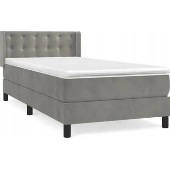 Postel Kontinentální postel sametová světle šedá 203 x 83 x 78/88 cm s matrací 80 cm