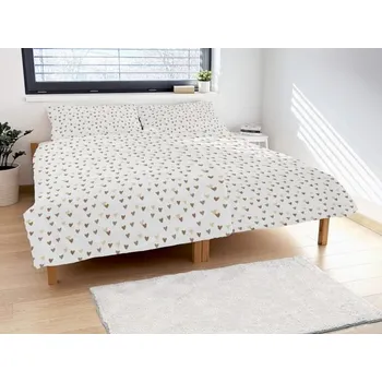 Povlečení Polášek Bavlněné povlečení SRDÍČKA - Hnědá | 140 x 200 cm / 70 x 90 cm