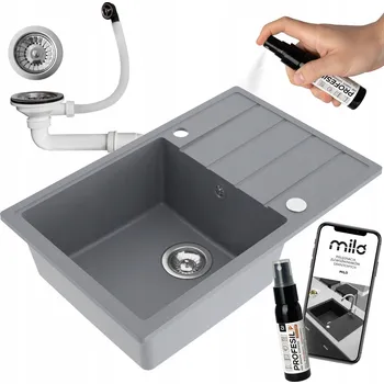 Granitový dřez Jednokomorový granitový dřez Milo Metro, šedý