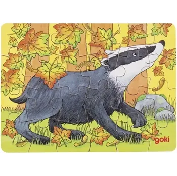 Puzzle GOKI Dřevěné puzzle Lesní zvířátka: Jezevec 24 dílků