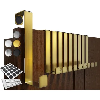 Věšák HÁČKY NA ZAVĚŠENÍ NA DVEŘE SADA 10 KUSŮ VĚŠÁK NA OBLEČENÍ ZLATÝ