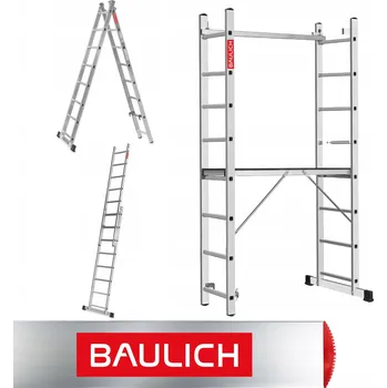 Žebřík Hliníkové lešení 2x8 plošina skládací žebřík 3v1 Baulich