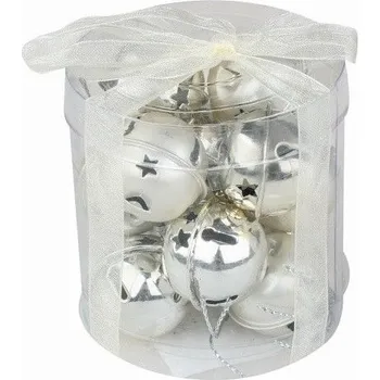 Vánoční dekorace Rolničky šampaň 3 cm, 12 ks v krabičce