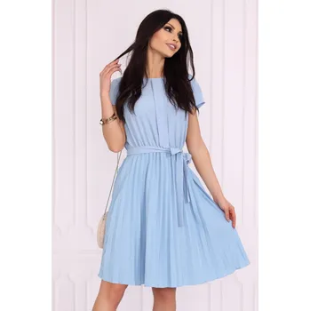 Dámské šaty Řasené šaty s opaskem Medesia 85515 Barva: Modrá, Velikost: XL