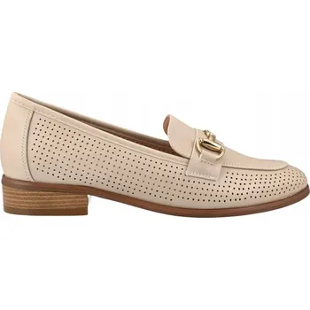 Dámské polobotky Dámské mokasíny s děrováním, nazouvací polobotky na podpatku 12587 béžové vel. 38