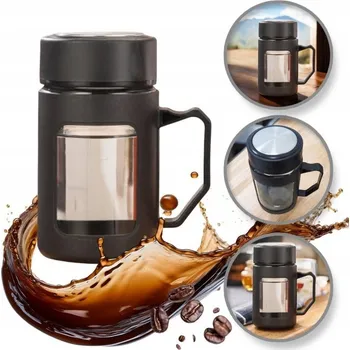 HRNEK LAHEV NA PITÍ ZE SKLA NA ČAJOVOU KÁVU S RUKOJETÍ ČERNÝ 500 ML