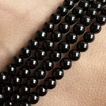 Drahý kámen Turmalín černý, 4-4,5 mm, balení 5 ks (Skoryl)